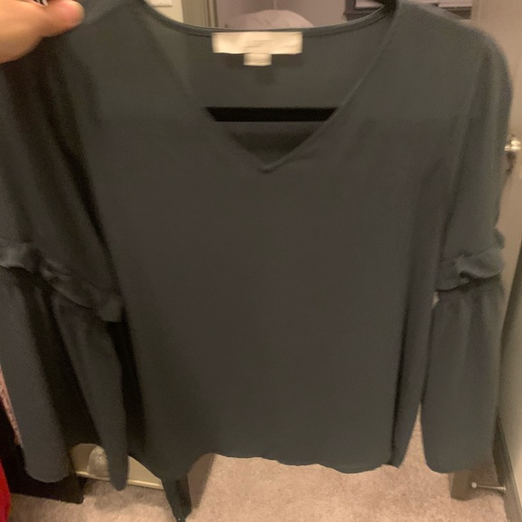 LOFT Ruffled Bell-Sleeved Blue Blouse - Picture 2 of 2